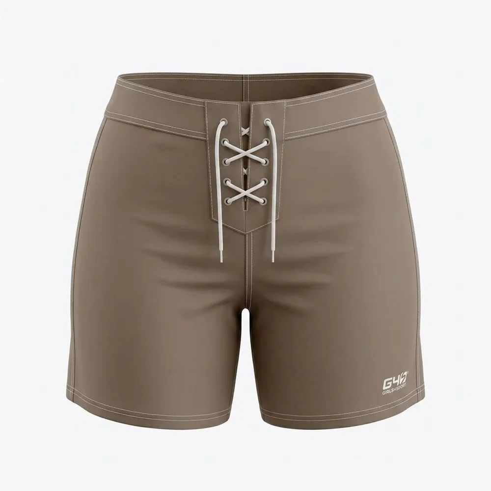 Girls4Sport Tan Lace-Up Board Shorts (Size XL)